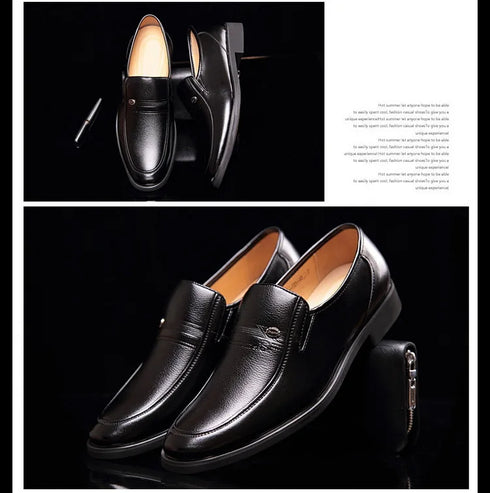 Elegant Leather Men’s Formal Shoes - Luxury Slip-On Loafers for Dressy Occasions, Breathable Moccasins, Versatile Casual Business Footwear in Plus Sizes 38-44